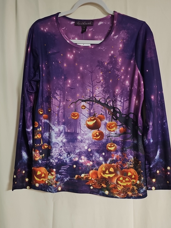 Gloria Vanderbilt Tops - Gloria Vanderbilt Purple Halloween Pumpkin Long-Sleeve Top